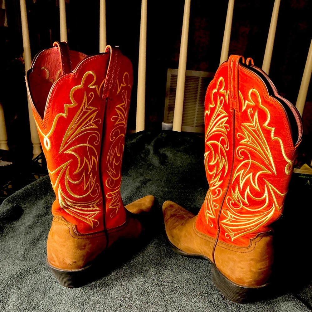 Stylish Orange and Brown Embroidered Women's Boots